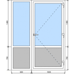 Sestava fixního okna + vchodových dveří