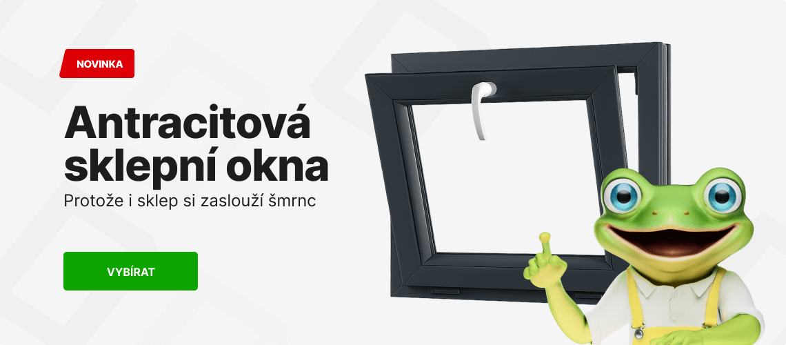 Sklepní antracitová okna skladem Sklepní antracitová okna skladem