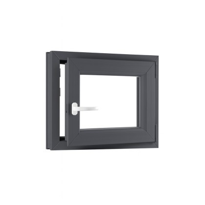 Jednokřídlé plastové okno sklepní 500x700 mm, antracit / bílé, dvojsklo, pravé, OLIMPIA 60 AD