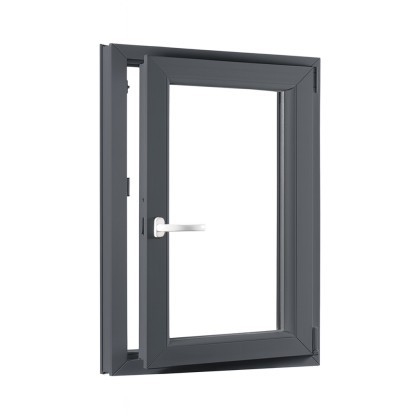 Jednokřídlé plastové okno sklepní 500x700 mm, antracit / bílé, dvojsklo, pravé, OLIMPIA 60 AD