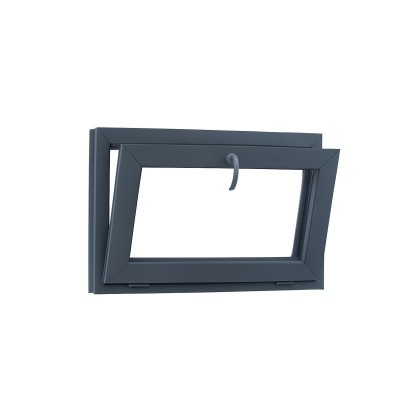 Jednokřídlé plastové okno sklepní 800x500 mm, antracit / bílé, dvojsklo, výklopné, OLIMPIA 60 AD