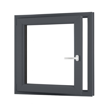 Jednokřídlé plastové okno sklepní 900x900 mm, antracit / bílé, dvojsklo, levé, OLIMPIA 60 AD