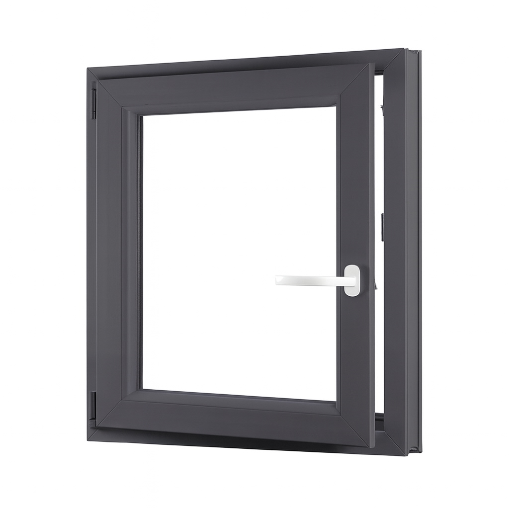 Levně Jednokřídlé plastové okno sklepní 500x700 mm, antracit / bílé, dvojsklo, levé, OLIMPIA 60 AD