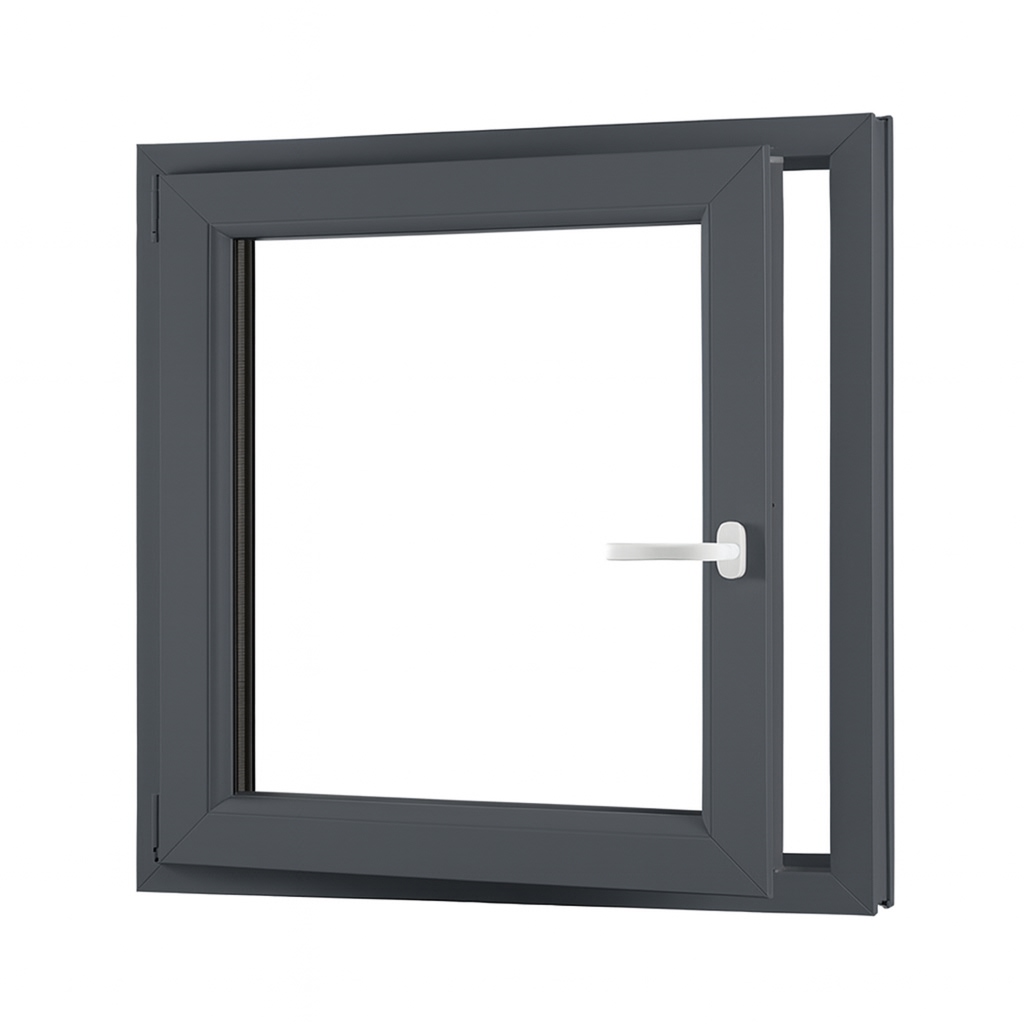 Levně Jednokřídlé plastové okno sklepní 900x900 mm, antracit / bílé, dvojsklo, levé, OLIMPIA 60 AD