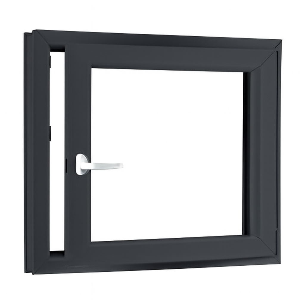 Levně Jednokřídlé plastové okno sklepní 900x900 mm, antracit / bílé, dvojsklo, pravé, OLIMPIA 60 AD