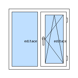 Okno dvoukřídlé se sloupkem - Levé křídlo pevné (fixní), pravé křídlo otvíravo-sklopné