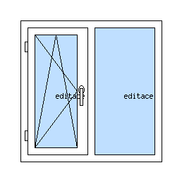 Okno dvoukřídlé se sloupkem - Levé křídlo otvíravo-sklopné, pravé křídlo pevné (fixní)