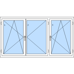 POŠKOZENÉ !!! Trojkřídlé plastové oknoREHAU AD Classic 2200 x 1200